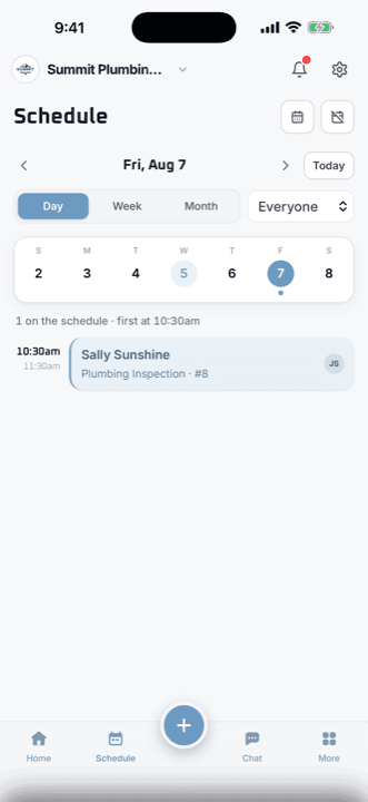 The day's schedule