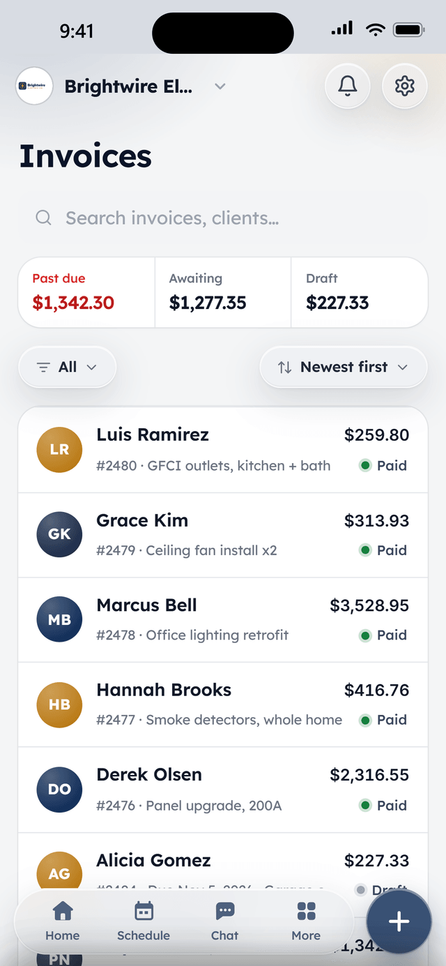 Invoices, paid from a link